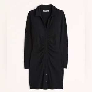 Abercrombie & fitch Long-Sleeve Ruched Shirt Dress Black